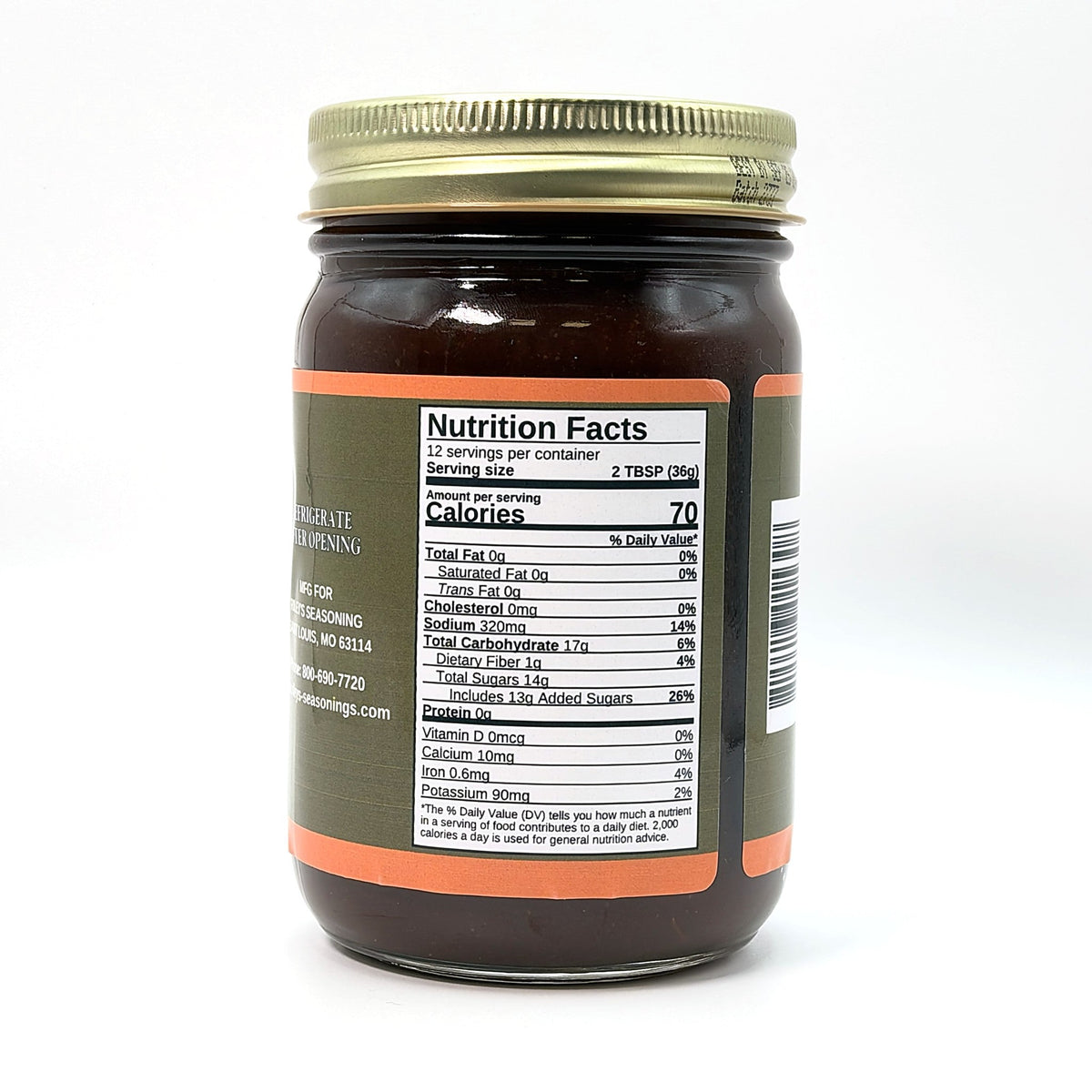 Riley's All-Purpose BBQ Sauce 12 oz, nutrition facts
