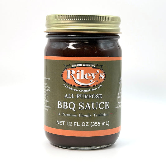 Riley's All-Purpose BBQ Sauce 12 oz mason jar, front