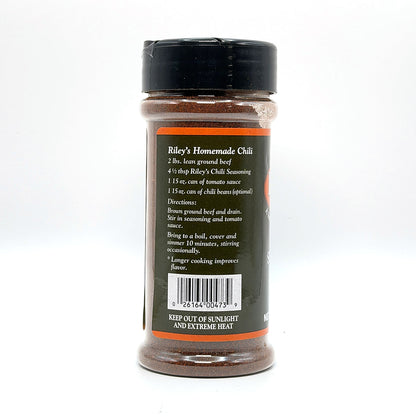Riley's Chili Seasoning 4 oz, homemade chili recipe panel