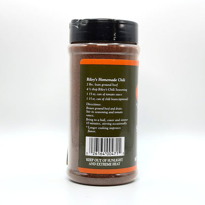 Riley's Chili Seasoning 9 oz, homemade chili recipe panel